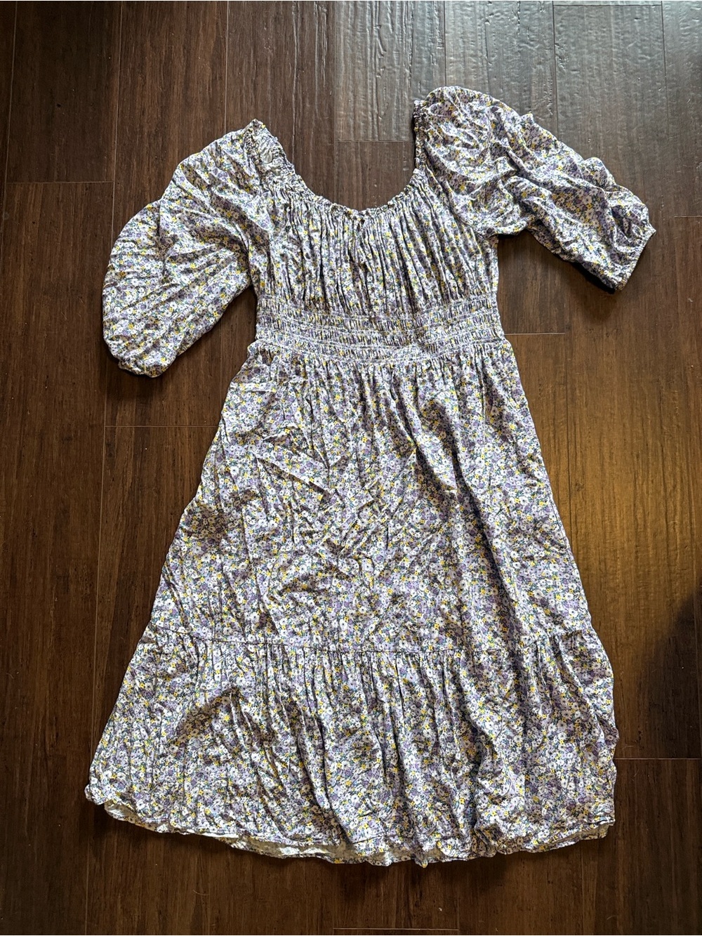 Gap Women’s Lavender Floral Puff Sleeve Maxi Dress